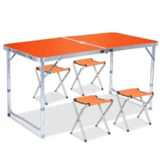 Складной стол для пикника Folding Table 120х60см + 4 стула оранжевый